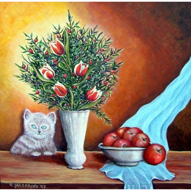 Composizione con gatto
